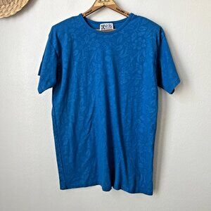 Vintage bright blue‎ oversize tshirt 80s short sleeve shoulder pads retro M/L/XL